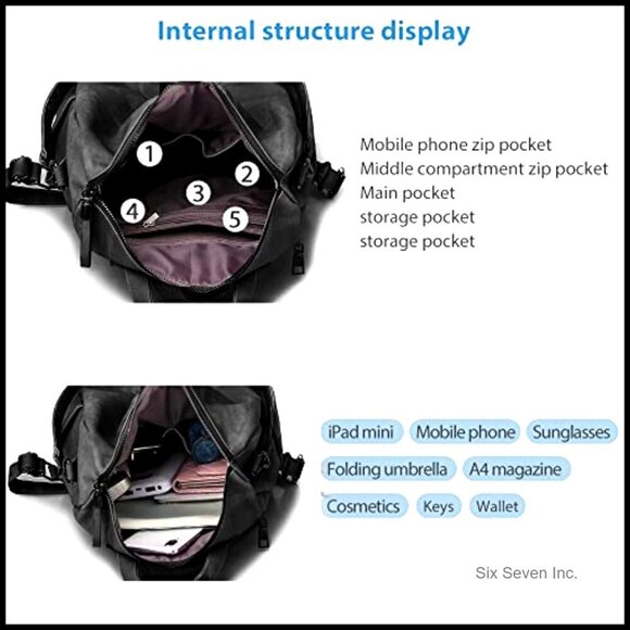 Leather Waterproof Anti-Theft Convertible Backpack Purse Small Chic Travel Bag main image 6
